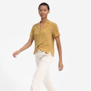 EVERLANE Mustard Yellow Silk Button Down Shirt